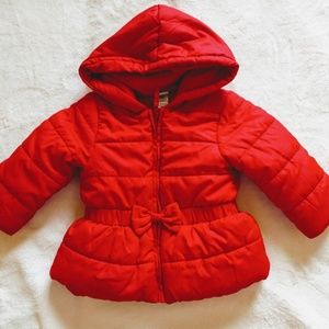 Little Me Red puffer with Bow Accent. SZ 3T